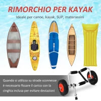 Carrello per Kayak e Canoa Pieghevole in Alluminio con Imbottiture Antiscivolo