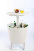 Contenitore Portaghiaccio Cool Bar con Funzione di Tavolino, 30L, Bianco, 49,5x49x5x84,5H cm