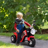 Moto Elettrica per Bambini a 3 Ruote con Luci e Suoni, Batteria Ricaricabile 6V, Velocità 2 km/h, per Bimbi da 18-36 Mesi, 72x57x56cm Rossa
