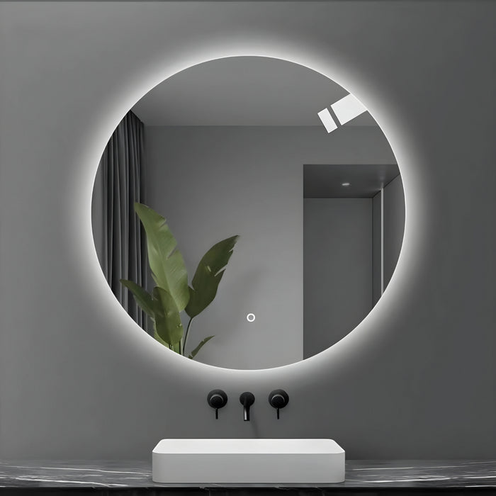 Specchio 5 mm tondo retroilluminato led interruttore touch pvc e mdf *** misura Ã˜60, tonalità standard 6000-6500k, ...