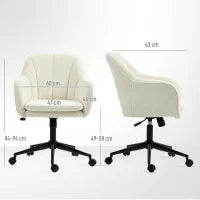 Sedia da ufficio con rivestimento in tessuto effetto velluto e schienale ad arco, Beige