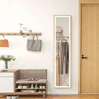 Grande specchio da terra, specchio da parete o da terra rettangolare, 40 x 160 cm con illuminazione a LED 3 colori, rovere