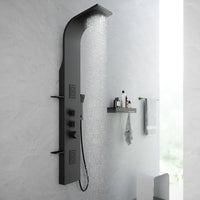 Pannello doccia termostatico in alluminio nero opaco a 3 funzioni | Niagara