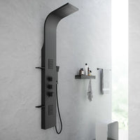 Pannello doccia termostatico in alluminio nero opaco a 3 funzioni | Niagara