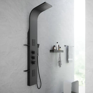 Pannello doccia termostatico in alluminio nero opaco a 3 funzioni | Niagara