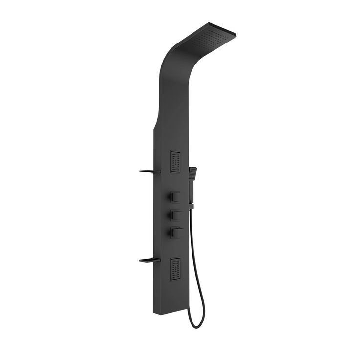 Pannello doccia termostatico in alluminio nero opaco a 3 funzioni | Niagara