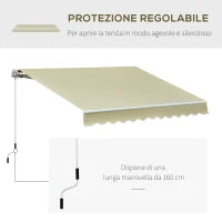 Tenda da Sole a Bracci per Esterno con Manovella, Metallo e Poliestere, 3x2.5m Beige