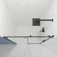 Porta doccia 140cm apertura scorrevole profili nero opaco vetro 8mm trasparente h195 | Creta