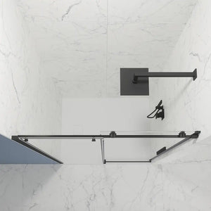 Porta doccia 130cm apertura scorrevole profili nero opaco vetro 8mm trasparente h195 | Creta