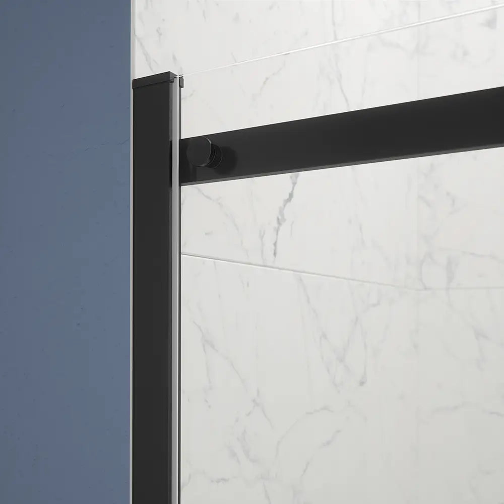 Porta doccia 130cm apertura scorrevole profili nero opaco vetro 8mm trasparente h195 | Creta