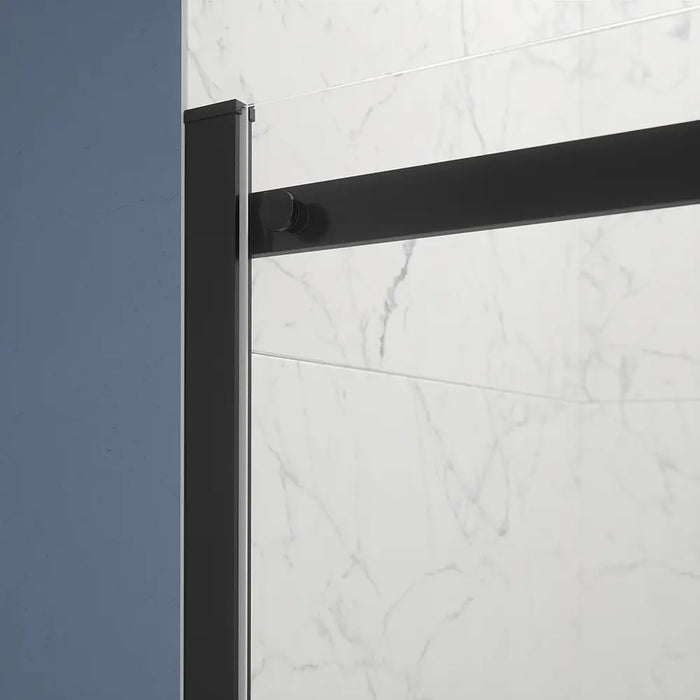 Porta doccia 150cm apertura scorrevole profili nero opaco vetro 8mm trasparente h195 | Creta