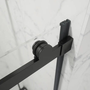 Porta doccia 100cm apertura scorrevole profili nero opaco vetro 8mm trasparente h195 | Creta