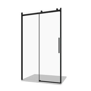 Porta doccia 130cm apertura scorrevole profili nero opaco vetro 8mm trasparente h195 | Creta