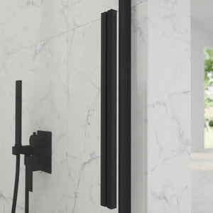 Porta doccia 110cm apertura scorrevole profili nero opaco vetro 8mm trasparente h195 | Creta