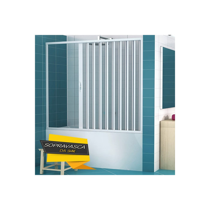 Sopra vasca a soffietto in pvc ad anta singola, apertura laterale, misura 170