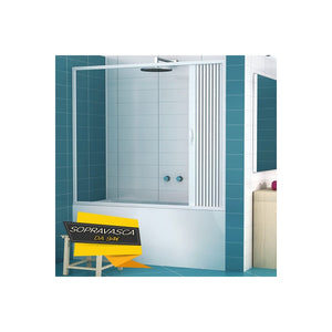 Sopra vasca a soffietto in pvc ad anta singola, apertura laterale, misura 150