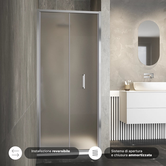 Porta doccia 80cm apertura a libro vetro 6mm opaco  | Aruba