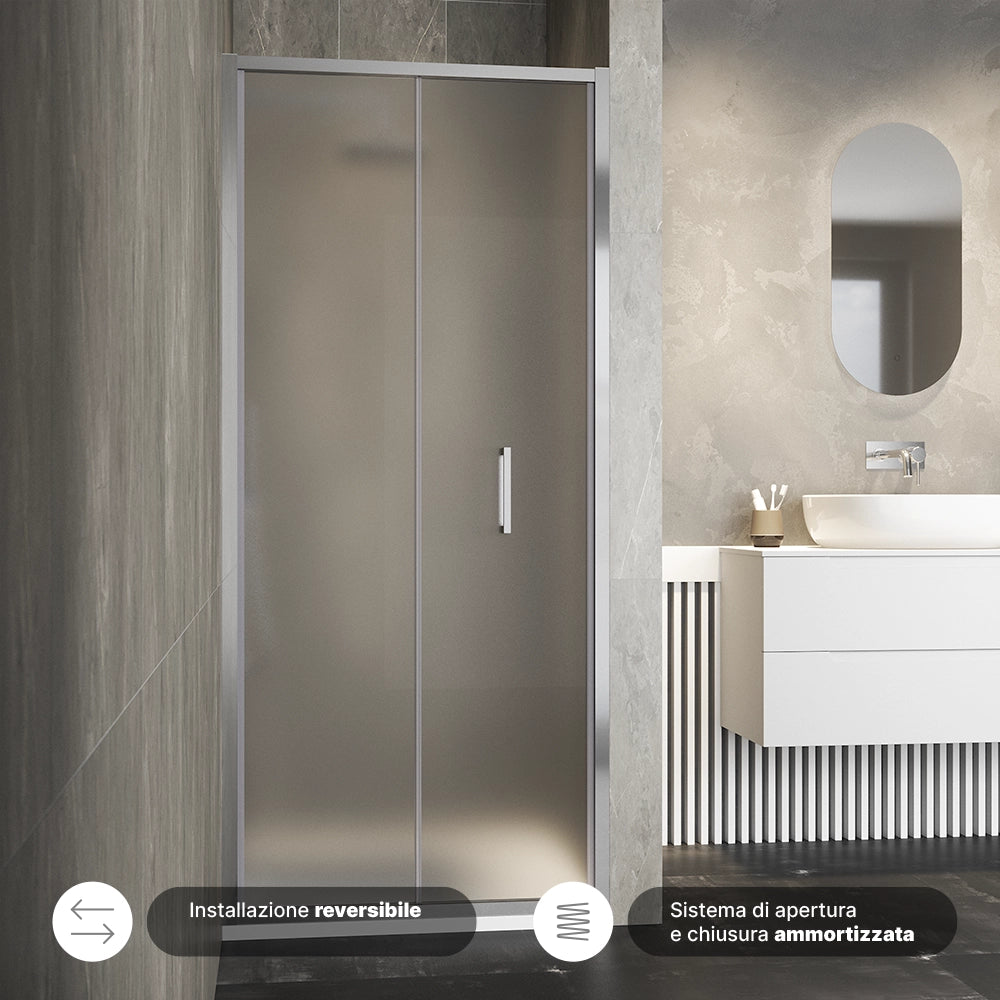 Porta doccia 90cm apertura a libro vetro 6mm opaco  | Aruba