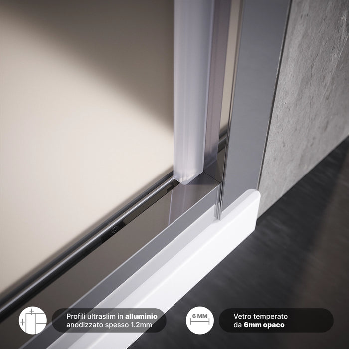 Porta doccia 100cm apertura a libro vetro 6mm opaco  | Aruba