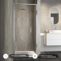 Porta doccia 90cm apertura a libro vetro 6mm trasparente  | Aruba
