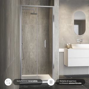 Porta doccia 90cm apertura a libro vetro 6mm trasparente  | Aruba