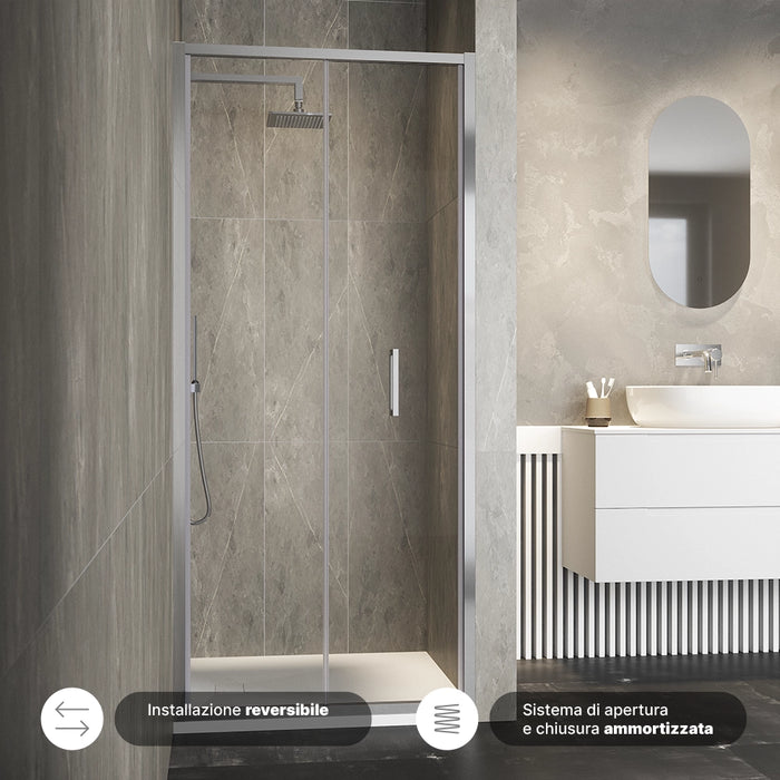 Porta doccia 90cm apertura a libro vetro 6mm trasparente  | Aruba