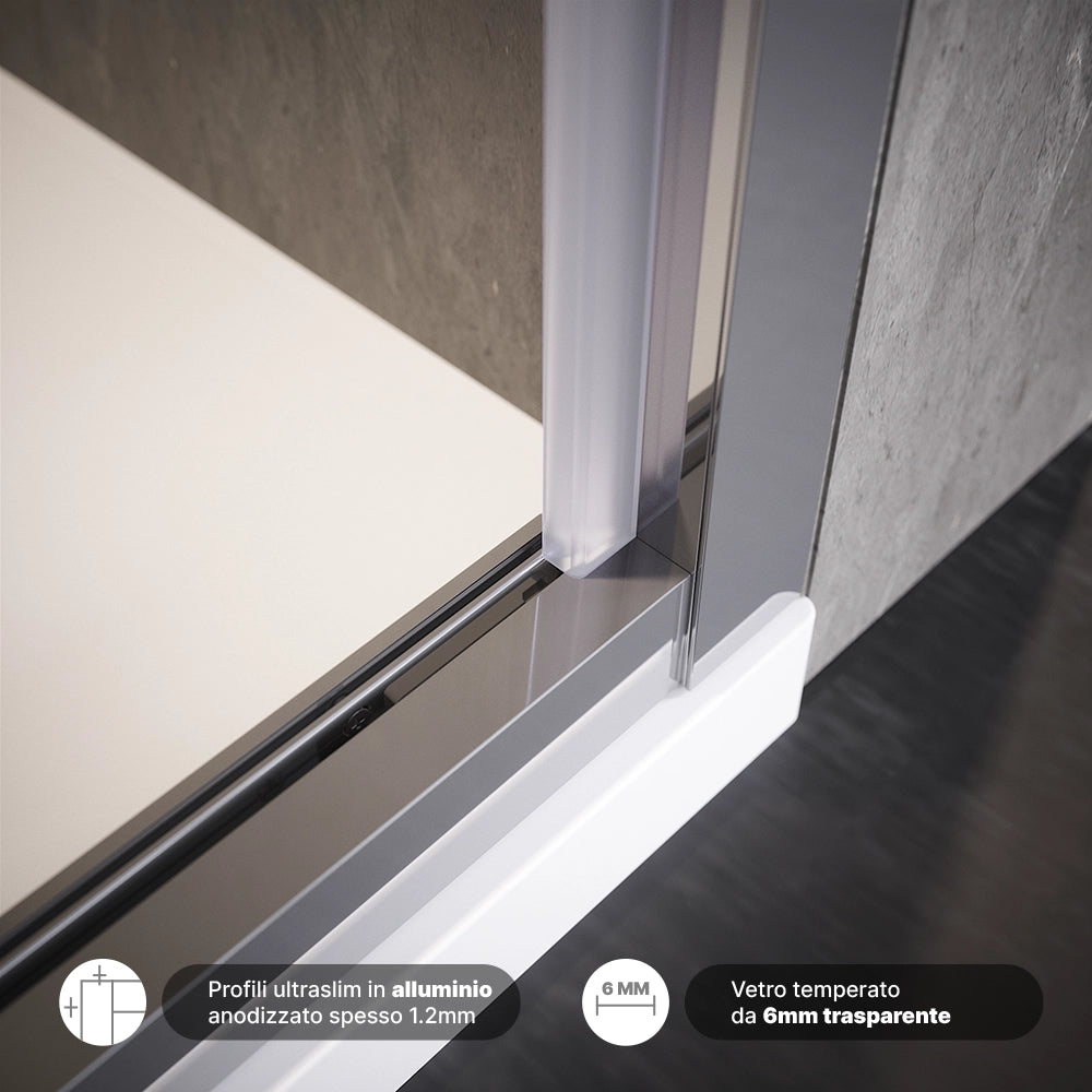 Porta doccia 80cm apertura a libro vetro 6mm trasparente  | Aruba
