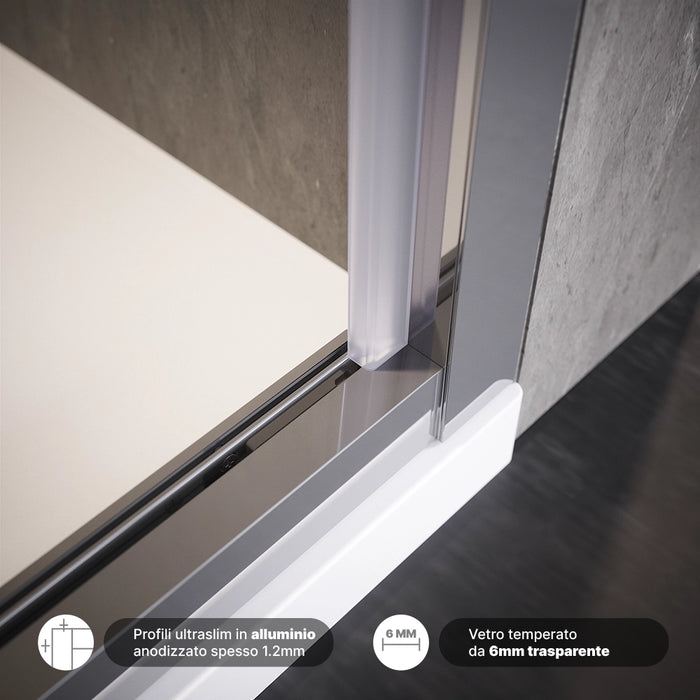 Porta doccia 80cm apertura a libro vetro 6mm trasparente  | Aruba