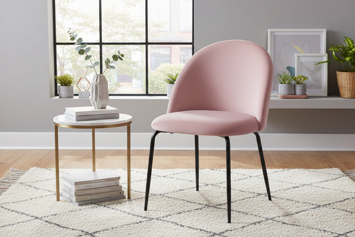 Set di 2 sedie da pranzo imbottite in velluto rosa – Nicole - SD19NIPN