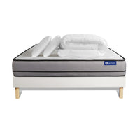 Pacchetto letto completo - Materasso 140x190cm + Box spring con doghe (kit) + 2 cuscini + Piumino - Actimemo Night