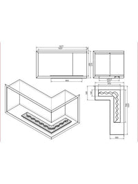 NILLA CORN - Biocamino angolare caminetto a bioetanolo da incasso. Apertura Destra -  Capienza Bruciatore 15,4L
