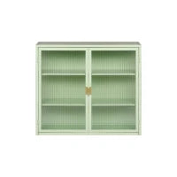 Credenza Moderna Ripostiglio a Due Ante con Vetrina e Ripiani a Tre Livelli per Ingresso, Soggiorno, Bagno e Sala da Pranzo, Verde