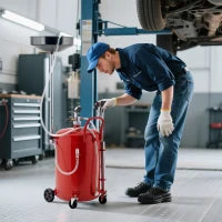 Carrello di recupero dell'olio usato da 68L, con ruote e altezza regolabile 101-141 cm, Rosso