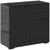 Armadio Contenitore con 2 Cassetti, 2 Ante, con Sistema di Sicurezza Anti-Ribaltamento, per Soggiorno e Camera da Letto, 79 x 36 x 74 cm, Nero