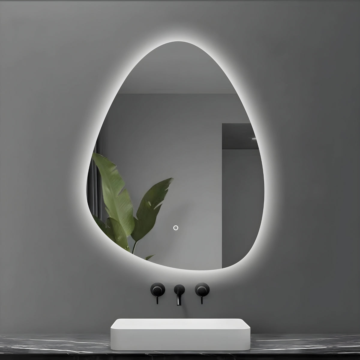 Specchio 5 mm a goccia retroilluminato led interruttore touch pvc e mdf *** misure 60x80 cm, tonalità dimmerabile 27...