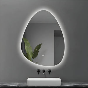 Specchio 5 mm a goccia retroilluminato led interruttore touch pvc e mdf *** misure 60x80 cm, tonalità dimmerabile 27...