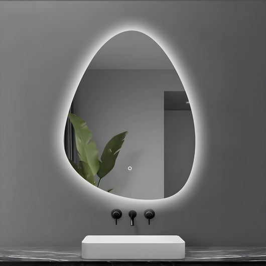 Specchio 5 mm a goccia retroilluminato led interruttore touch pvc e mdf *** misure 60x80 cm, tonalità dimmerabile 27...