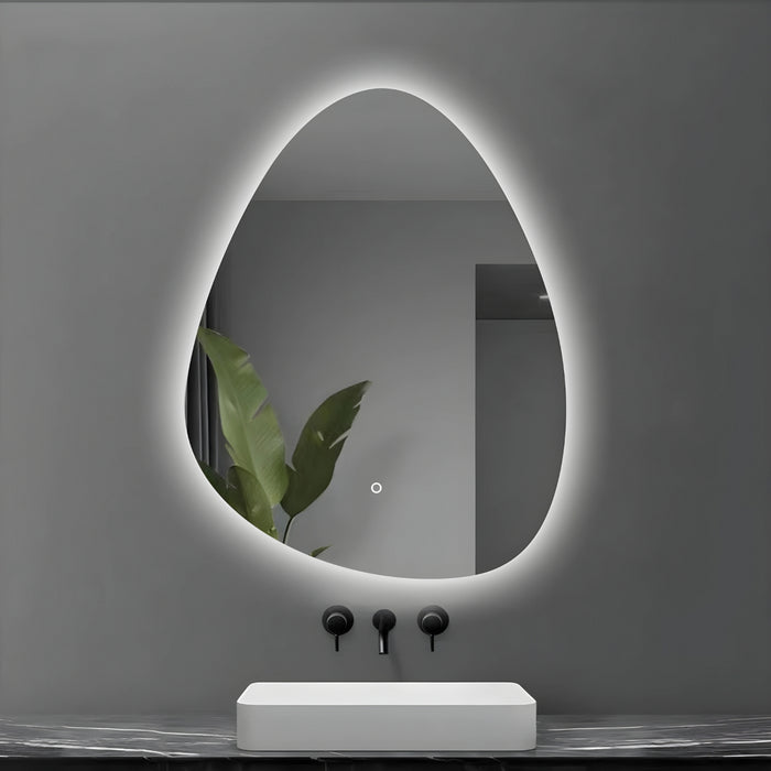 Specchio 5 mm a goccia retroilluminato led interruttore touch pvc e mdf *** misure 60x80 cm, tonalità dimmerabile 27...