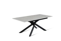E-STYLO Tavolo allungabile con top cemento bianco in melaminico e base in metallo nero, 90cm X 140/ 190cm H. 76cm.