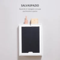 Tavolo Scrivania Pieghevole a Muro con Lavagna, 60x94.5x147cm, Bianco e Nero