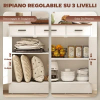 Credenza Moderna 2 Cassetti e Armadietto 2 Ante, Ripiano Interno Regolabile, Bianco e Legno
