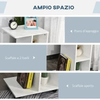 Tavolino da Salotto a C con 2 Ripiani Aperti e 4 Ruote Girevoli, in MDF e PE, 45x35x58 cm, Bianco