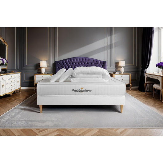 Pacchetto letto completo - Materasso 140x190cm + Box spring con doghe (in kit) + 2 cuscini + Piumino - Nottingham