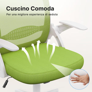 Sedia gaming bambino - RATTANTREE - Sedia ufficio piccola - Rete traspirante, braccioli regolabili - Verde