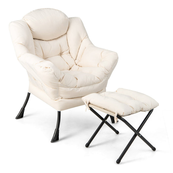 Poltrona relax con pouf 75 x 81 x 945 cm comfort ottimale e design moderno in poliestere beige 20_0012103