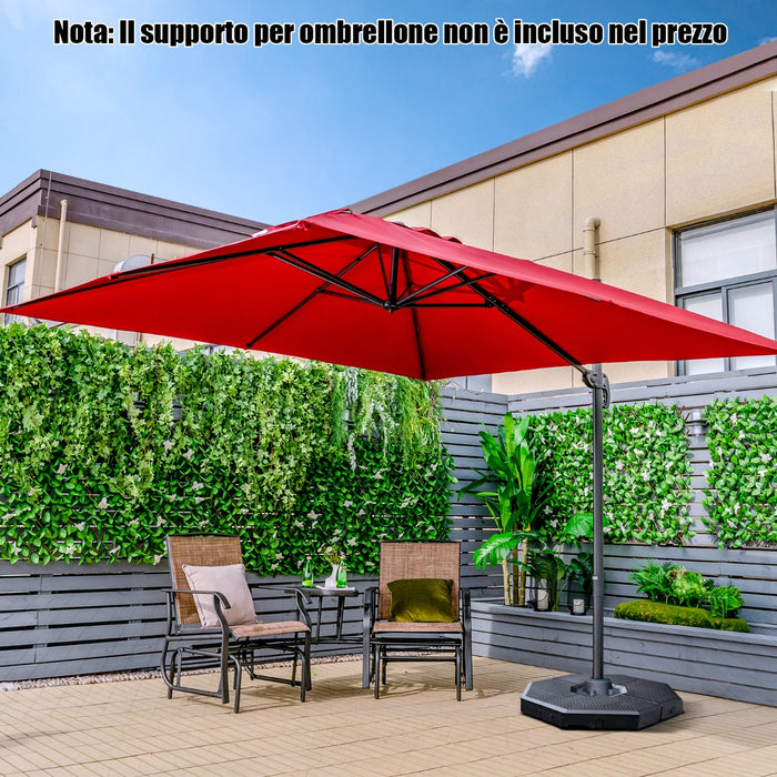 Ombrellone 300 cm per cortile con 3 inclinazioni e rotazione a 360¡ã, Ombrellone da esterno con 8 stecche Vinaccia-Ombrelloni