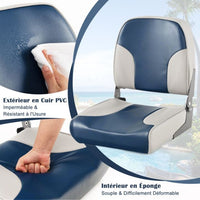 Set di 2 sedili per barca pieghevoli con imbottitura in schiuma sedile da pesca resistente alle intemperie con schienale basso carico 180 kg blu 20_0009259