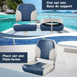Set di 2 sedili per barca pieghevoli con imbottitura in schiuma sedile da pesca resistente alle intemperie con schienale basso carico 180 kg blu 20_0009259