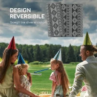 Tappeto Moderno per Esterni Nero e Grigio in PP con Design Reversibile e Pieghevole, 182x274 cm