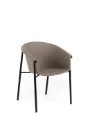 E-STYLO Sedia da pranzo in tessuto tortora con gambe in metallo nero, 58cm X 56cm H. 79cm.